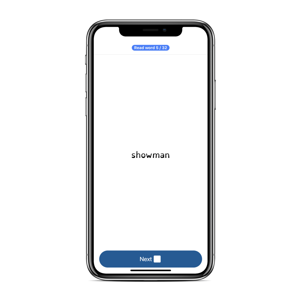 Dyscreen step 2: read words